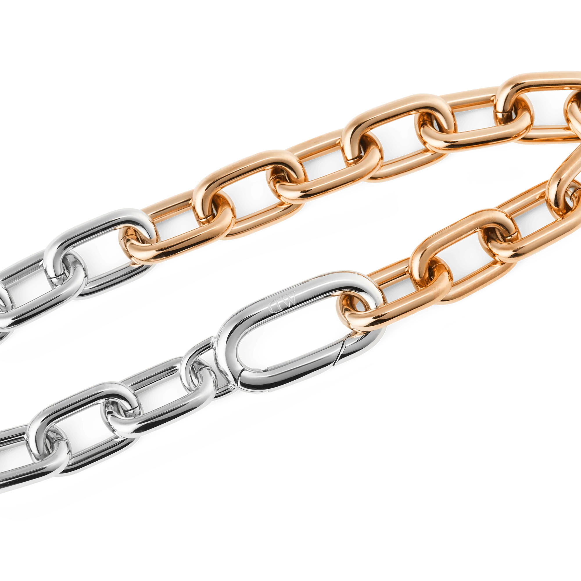 Contrast Link Bracelet Two Tone Rose Gold - Image 3