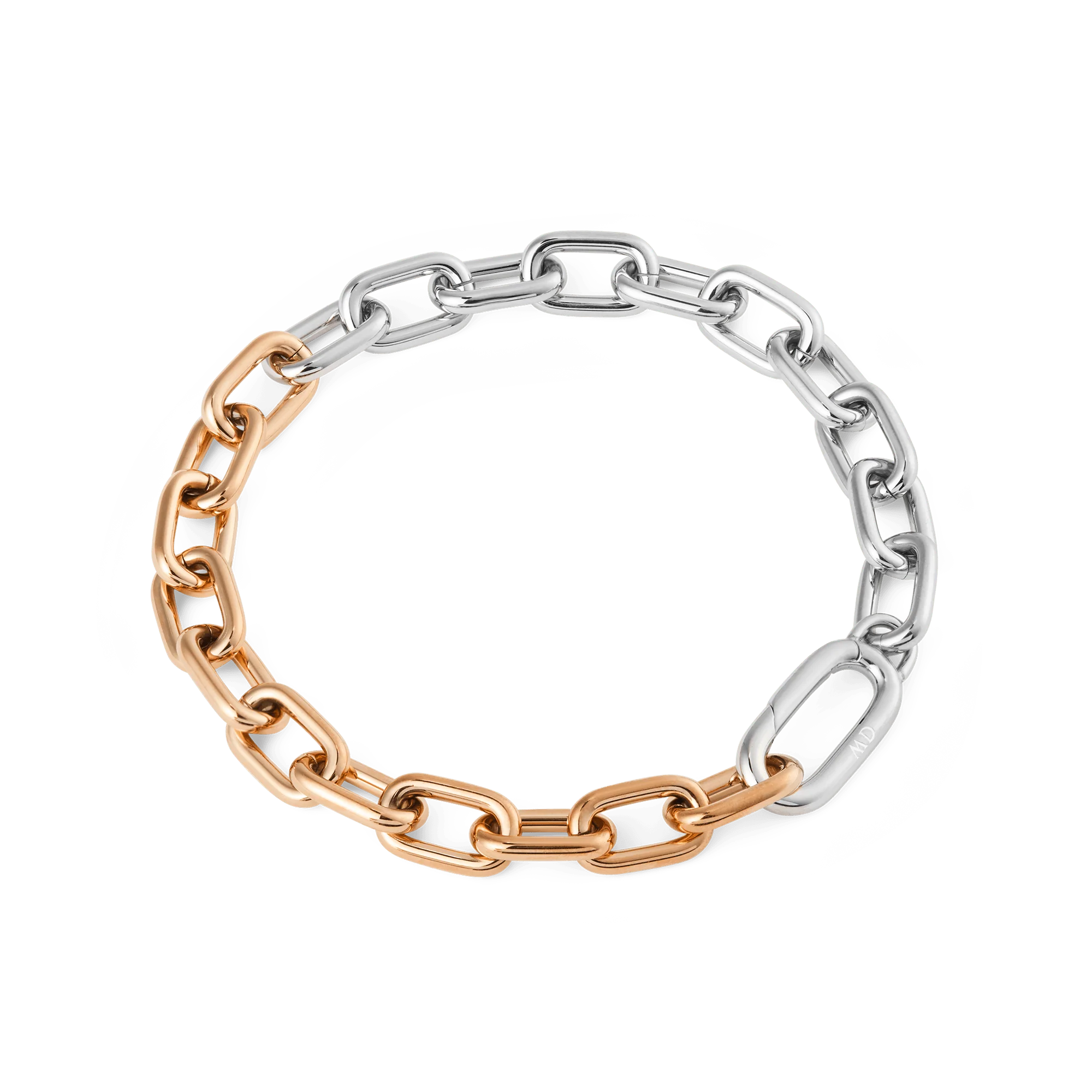 Contrast Link Bracelet Two Tone Rose Gold - Image 4