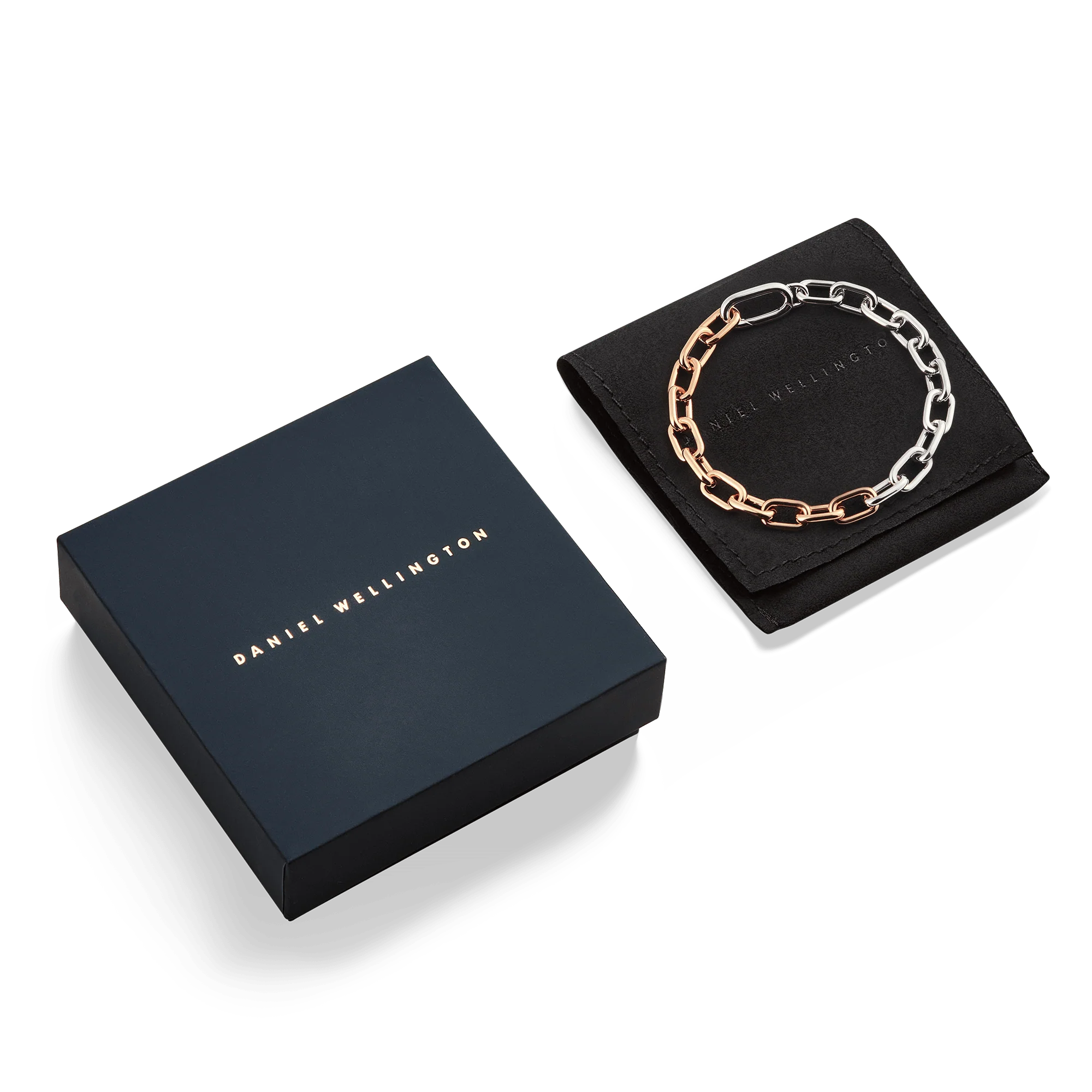 Contrast Link Bracelet Two Tone Rose Gold - Image 5