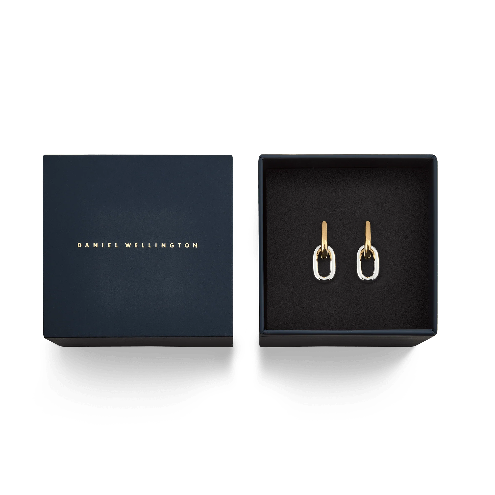 Contrast Link Earrings Two Tone Gold - Image 5