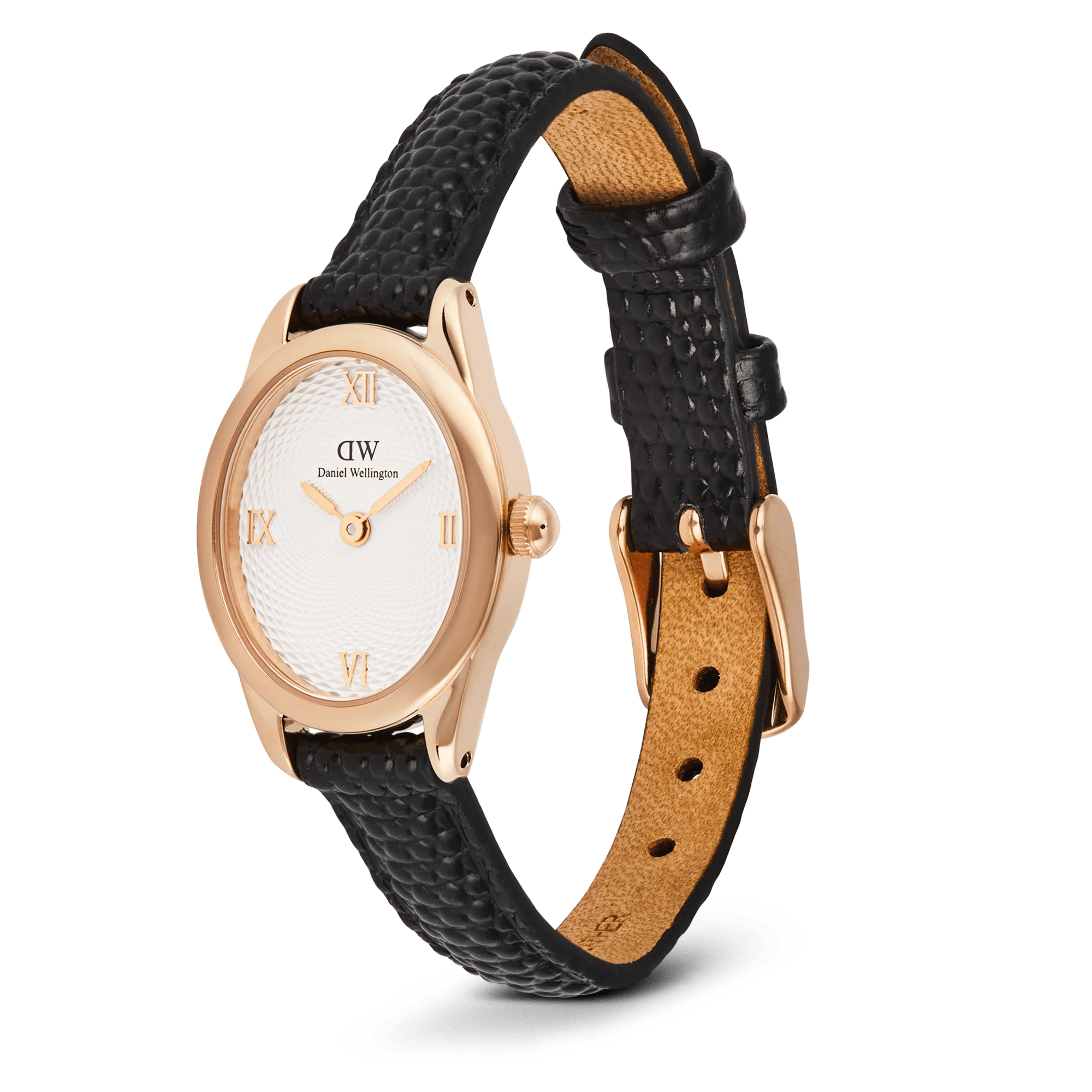 Ophelia Mini Black Lizard White Guilloché Rose Gold - Image 4
